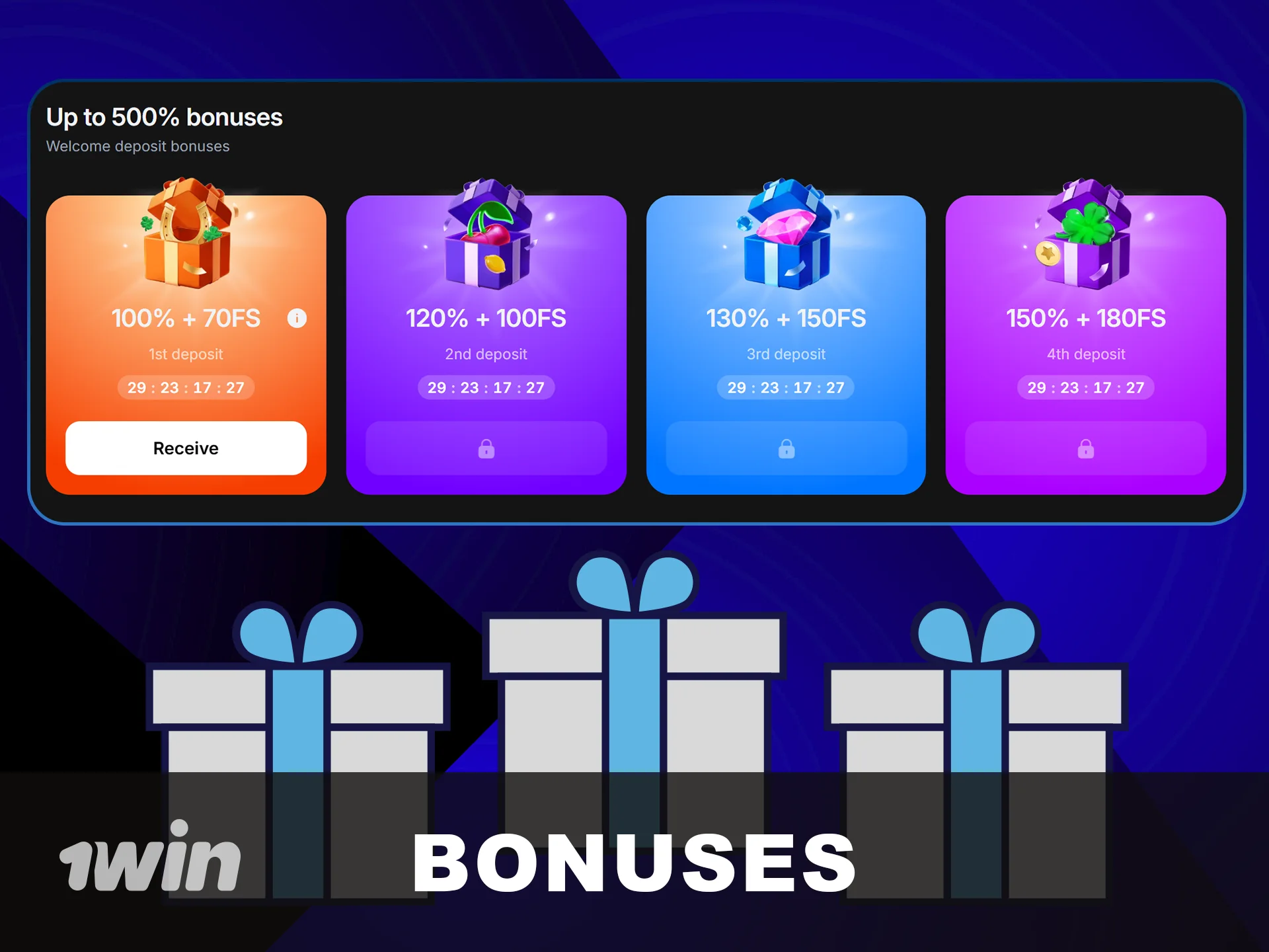 Claim Bonuses from 1win for Registration now.